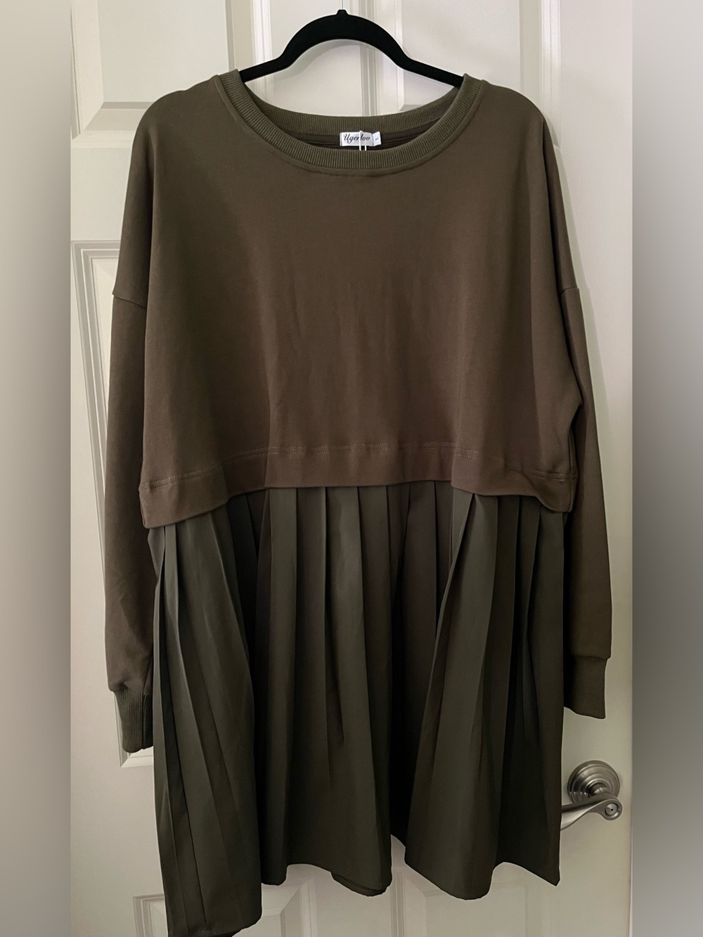NWT Sweatshirts Dress Oversized Long Sleeve Loose Pleated Pullover army green L